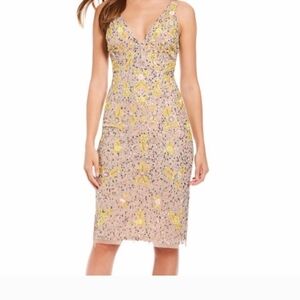 Elegant Yellow and Pink Embellished Dress